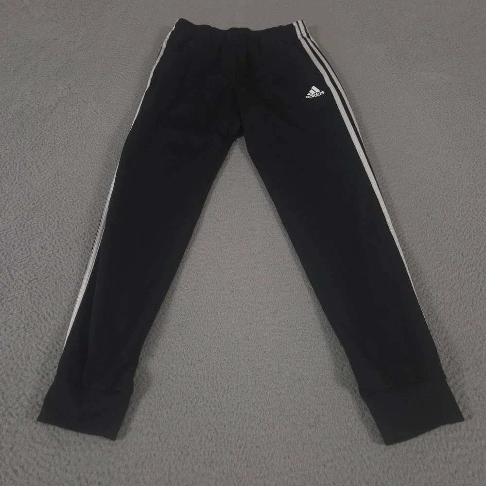 Adidas Pants Mens Medium Black Essentials 3-Stripes Tapered Leg Jogger Workout